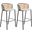 Ervilla Wicker Bar Stool Set of 2 with Fabric Seat and Black Steel Frame In Beige