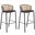 Ervilla Wicker Bar Stool Set of 2 with Fabric Seat and Steel Frame In Black