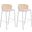 Ervilla Wicker Bar Stool Set of 2 with Fabric Seat and White Steel Frame In Beige