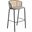 Ervilla Wicker Bar Stool with Fabric Seat and Black Steel Frame In Grey