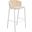 Ervilla Wicker Bar Stool with Fabric Seat and White Steel Frame In Beige