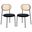 Euston Modern Wicker Dining Chair Set of 2 with Velvet Round Seat In Black