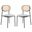 Euston Modern Wicker Dining Chair Set of 2 with Velvet Round Seat In Grey