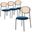 Euston Modern Wicker Dining Chair Set of 4 with Velvet Round Seat In Navy Blue