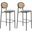 Euston Wicker Bar Stool Set of 2 with Black Steel Frame In Grey