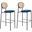 Euston Wicker Bar Stool Set of 2 with Black Steel Frame In Navy Blue