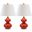 Eva Blood Orange and Off-White 24 Inch Double Gourd Glass Lamp Set of 2