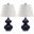 Eva Navy and Off-White 24 Inch Double Gourd Glass Lamp Set of 2