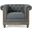Fabric Upholstered Club Chair with Scrolled Tuxedo Arms In Charcoal