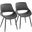 Fabrico Leather Chair Set of 2 with Metal Legs In Gray/Black