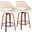 Fabrico Fixed-Height Counter Stool Set of 2 in Walnut Wood with Round Black Footrest and Cream Faux Leather