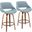 Fabrico Mid-Century Modern Counter Stool In Walnut And Blue Noise Fabric - Set Of 2