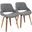 Fabrico Mid-Century Modern Dining/Accent Chair In Walnut And Grey Noise Fabric - Set Of 2