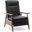 Fairview Leather Wood Arm Push Back Recliner In Black