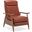 Fairview Leather Wood Arm Push Back Recliner In Caramel