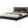 Faux Leather Queen Platform Bed With Crystal Tufted Buttons In Black