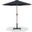 Fiji Aluminum Patio Umbrella with Base Sets In Black Fabric and Teak
