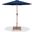 Fiji Aluminum Patio Umbrella with Base Sets In Navy Fabric and Teak