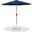 Fiji Aluminum Patio Umbrella with Base Sets In Navy Fabric and Teak