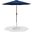 Fiji Aluminum Patio Umbrella with Base Sets In Navy Fabric and Teak
