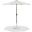 Fiji Aluminum Patio Umbrella with Base Sets In White Fabric and Teak