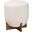 Fisk Boucle Fabric and Wood Ottoman Footstool In Cream and Walnut Brown