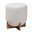 Fisk Boucle Fabric and Wood Ottoman Footstool In Light Grey and Walnut Brown
