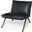 Flavelle II Accent Chair In Black Leather Cushion Seat and Solid Iron Base