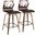 Folia Mid-Century Modern Counter Stool In Walnut Wood And Black Faux Leather - Set Of 2