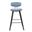 Fox Swivel Bar Height Stool with Upholstered Seat and Brushed Wood Frame In Blue and Black