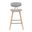 Fox Swivel Bar Height Stool with Upholstered Seat and Wood Frame In Grey and Oak