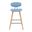 Fox Swivel Bar Height Stool with Upholstered Seat and Wood Frame In Light Blue and Oak