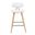 Fox Swivel Bar Height Stool with Upholstered Seat and Wood Frame In White and Oak