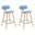 Fox Swivel Counter Height Bar Stool Set of 2 In Light Blue and Patterned Oak