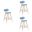 Fox Swivel Counter Height Bar Stool Set of 3 In Light Blue and Patterned Oak