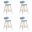 Fox Swivel Counter Height Bar Stool Set of 4 In Light Blue and Patterned Oak