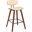 Fox 25.5 Inch Counter Height Cream Faux Leather and Walnut Wood Mid-Century Modern Bar Stool