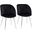 Fran Contemporary Chair In Chrome And Black Velvet - Set Of 2