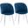 Fran Contemporary Chair In Chrome And Blue Velvet - Set Of 2