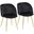 Fran Pleated Chair Set of 2 In Black and Gold