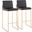 Fuji Contemporary High Back Barstool In Gold Steel And Black Faux Leather - Set Of 2
