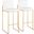 Fuji Contemporary High Back Barstool In Gold Steel And White Faux Leather - Set Of 2