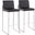 Fuji Contemporary High Back Barstool In Stainless Steel And Black Faux Leather - Set Of 2