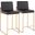 Fuji Contemporary High Back Counter Stool In Gold Steel And Black Faux Leather - Set Of 2