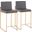 Fuji Contemporary High Back Counter Stool In Gold Steel And Grey Faux Leather - Set Of 2