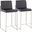 Fuji Contemporary High Back Counter Stool In Stainless Steel And Black Faux Leather - Set Of 2
