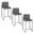 Fuji High Back 26 Inch Fixed Height Counter Stool Set of 3 In Black and Grey