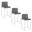 Fuji High Back 26 Inch Fixed Height Counter Stool Set of 3 In Stainless Steel and Grey