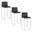 Fuji High Back 30 Inch Fixed Height Barstool Set of 3 In Black and Stainless Steel