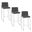 Fuji High Back 30 Inch Fixed Height Barstool Set of 3 In Stainless Steel and Charcoal